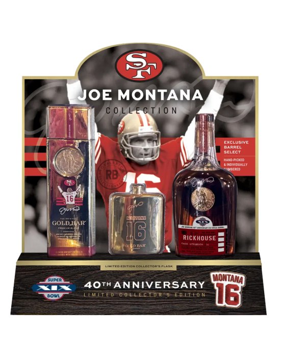 Gold Bar Whiskey Joe Montana Collection Super Bowl XIX 40th Anniversary Gift Set