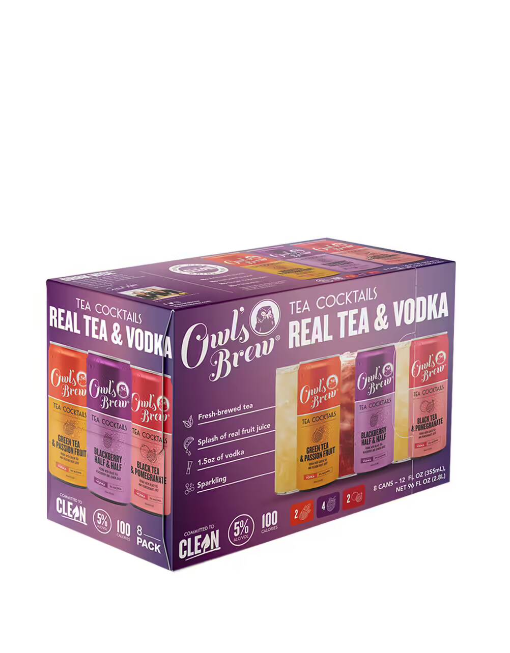 Owls Brew Tea Cocktails Real Tea & Vodka (8 Pack) x 355ml