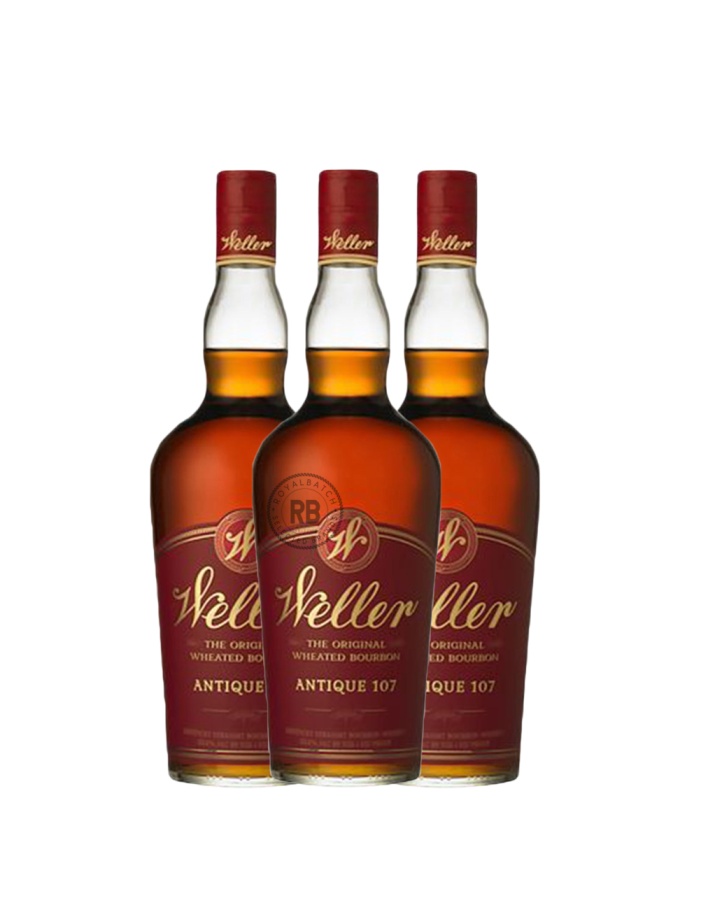 W.L. Weller Antique 107 Original Wheated Bourbon Whiskey (3 Pack) Bundle #125