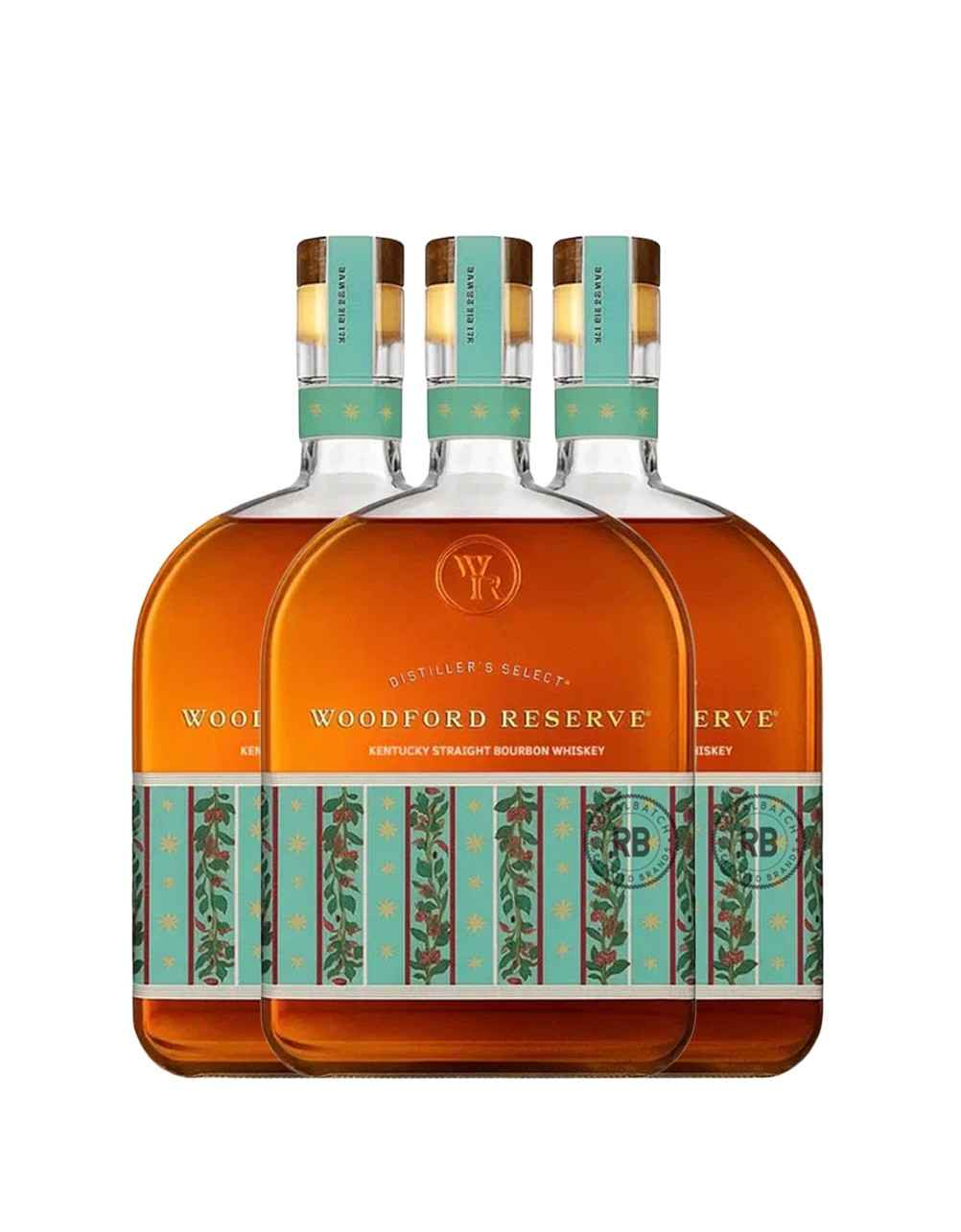 Woodford Reserve Bourbon Whiskey 2025 Holiday Edition 1L (3 Pack) Bundle #136