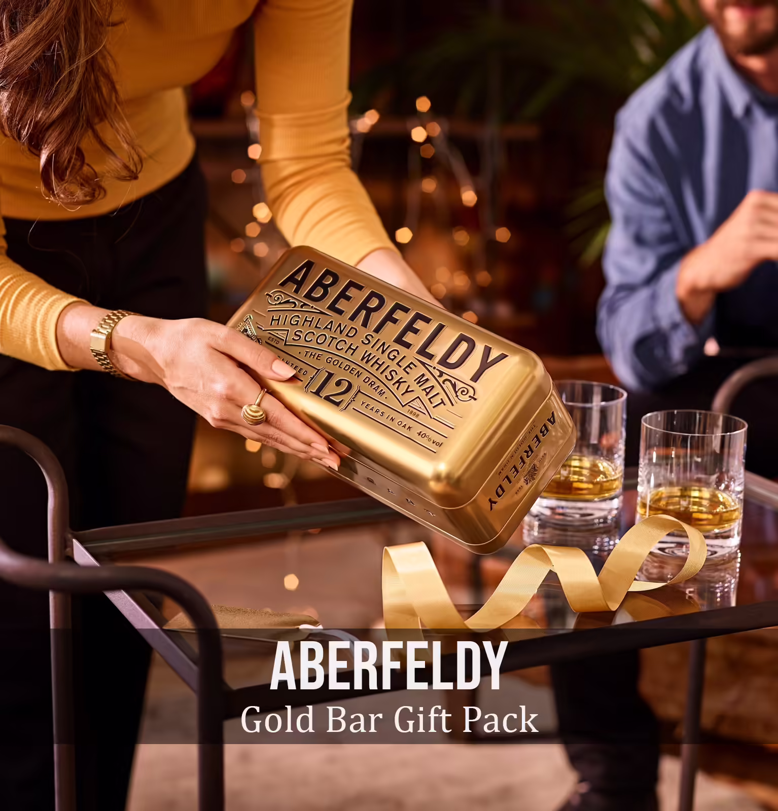Aberfeldy 12 Year Old Single Malt Scotch Whisky Gold Bar Gift Pack