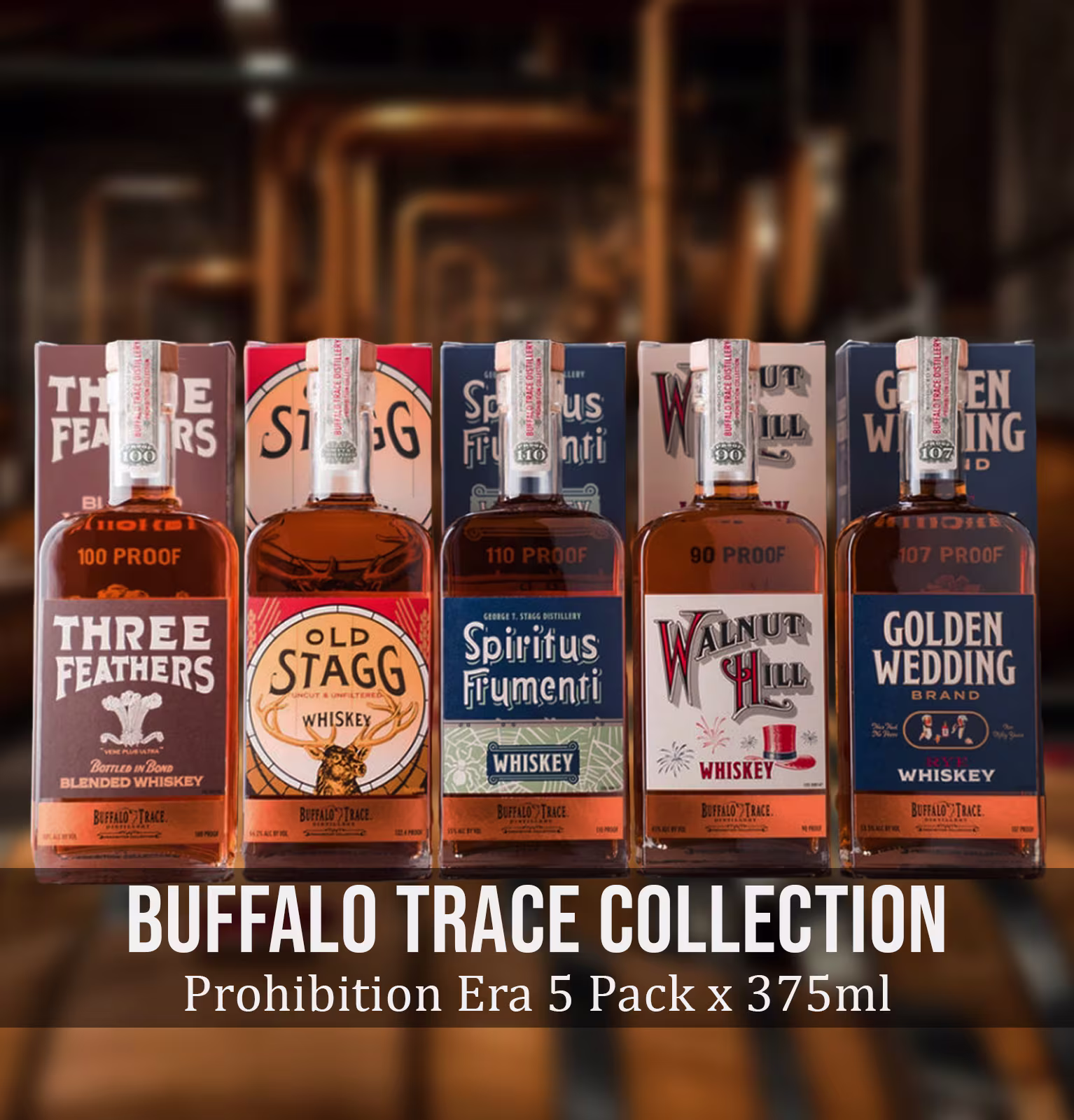 Buffalo Trace Prohibition Era Collection Bourbon Whiskey Bundle 5 Pack x 375ml