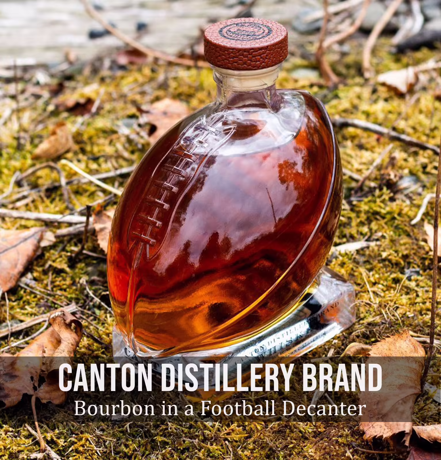 Canton Distillery Brand Bourbon in a Football Decanter