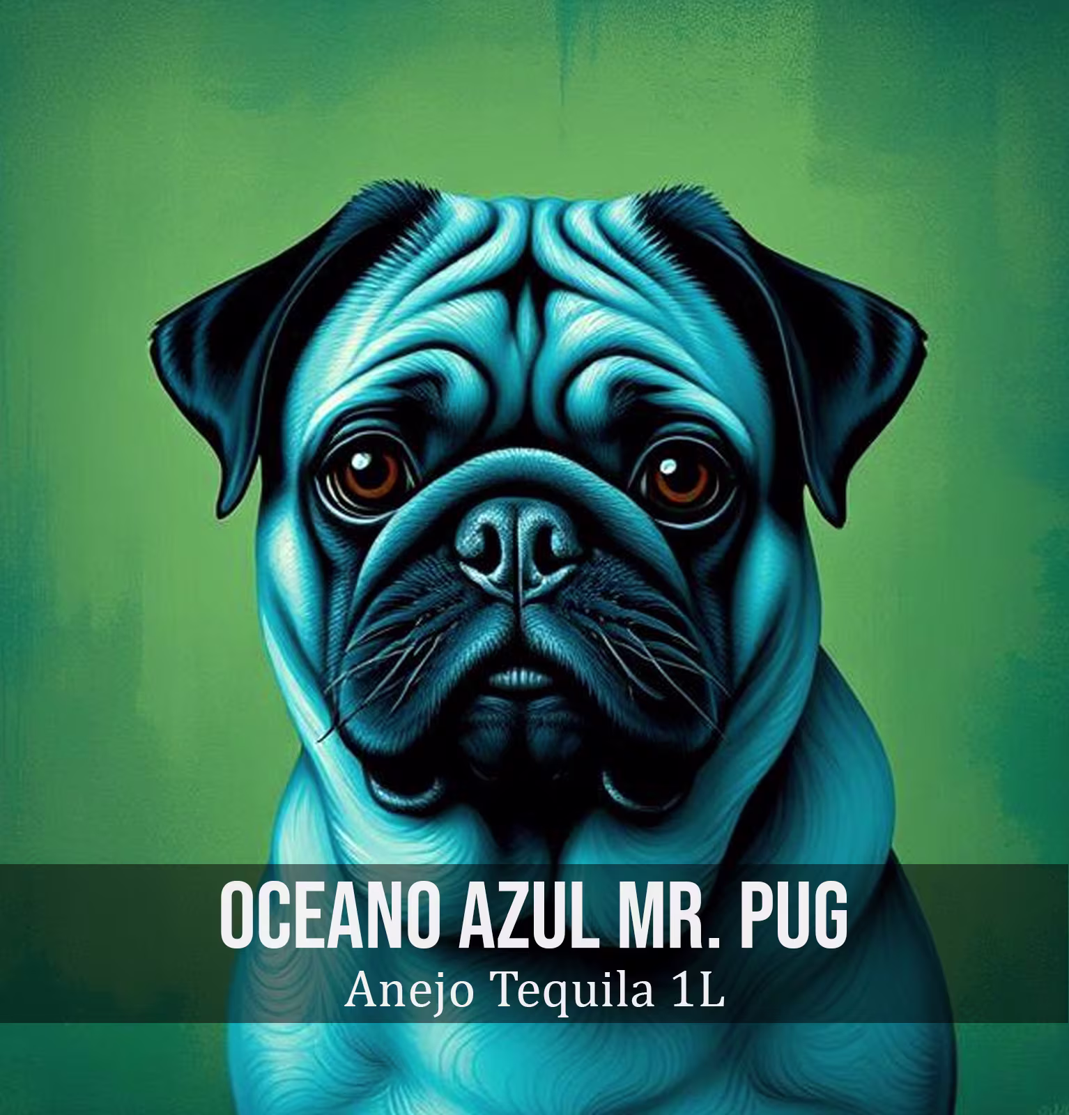 Oceano Azul Mr. Pug Anejo Green Tequila 1L
