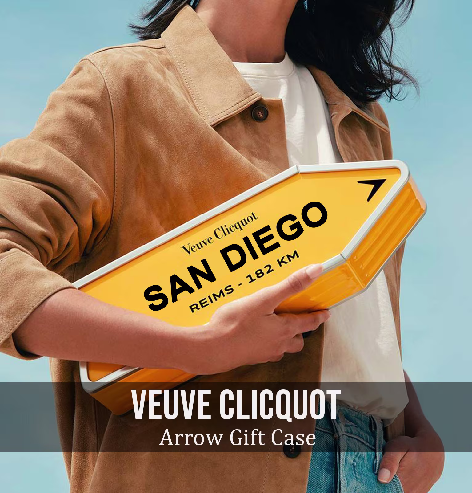 Veuve Clicquot Yellow Label Brut Champagne Arrow Gift Case San Diego Edition
