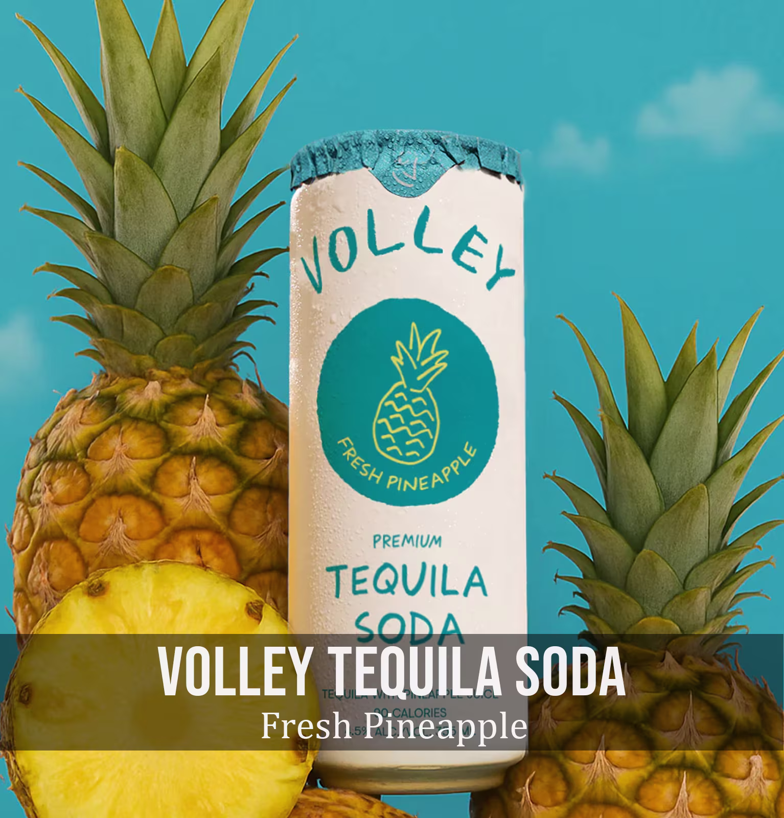 Volley Tequila Soda Fresh Pineapple Canned Cocktail 4 Pack x 355 ml