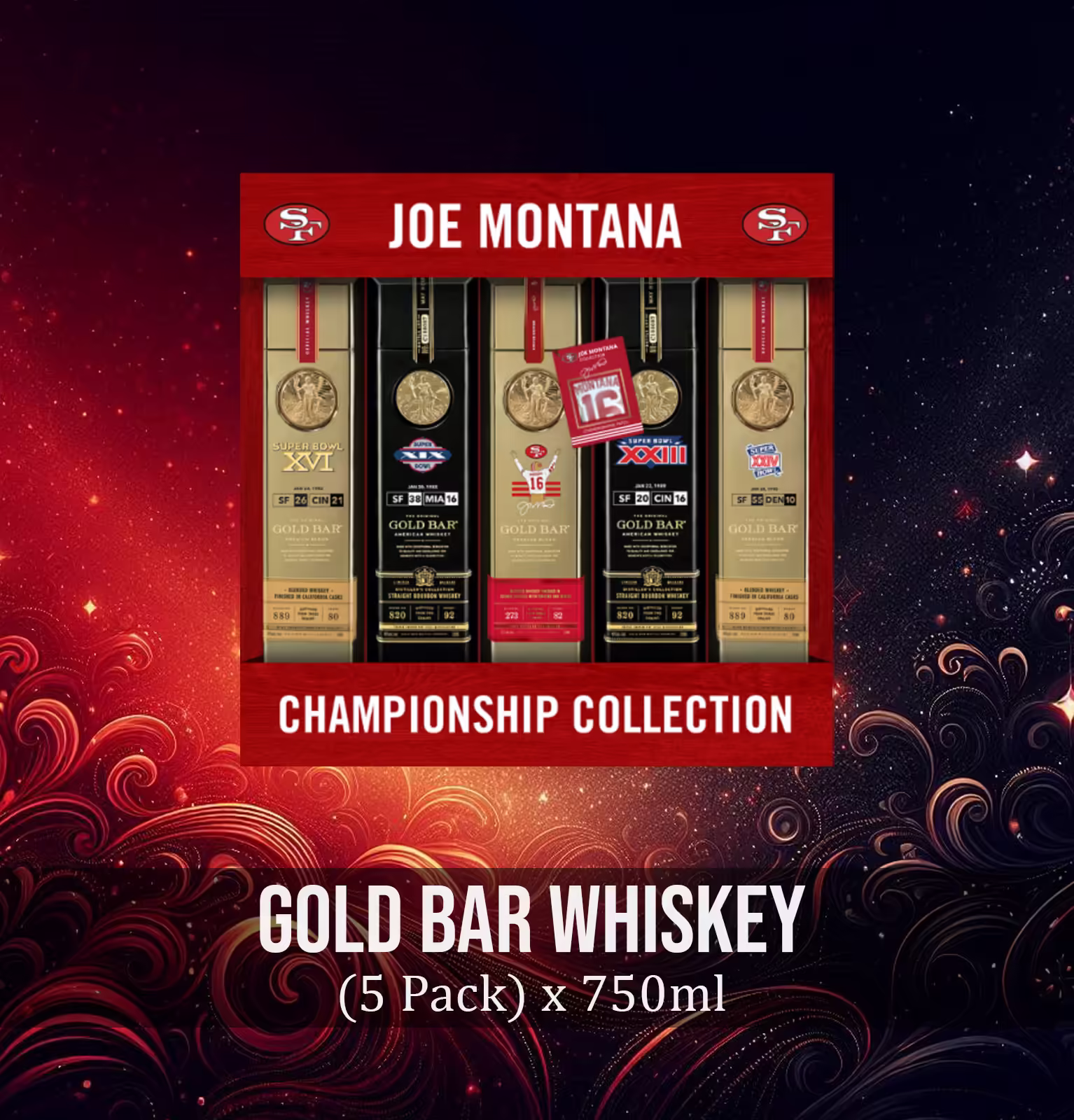 Gold Bar Whiskey Joe Montana Championship Collection (5 Pack) x 750ml